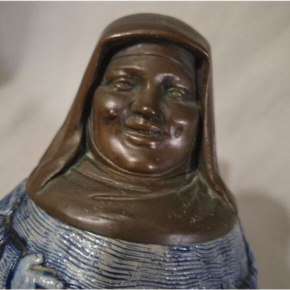 Antique German Character Beer Stein Copper Monk Nun Merkelbach & Wick c.1890s - Picture 5 of 11